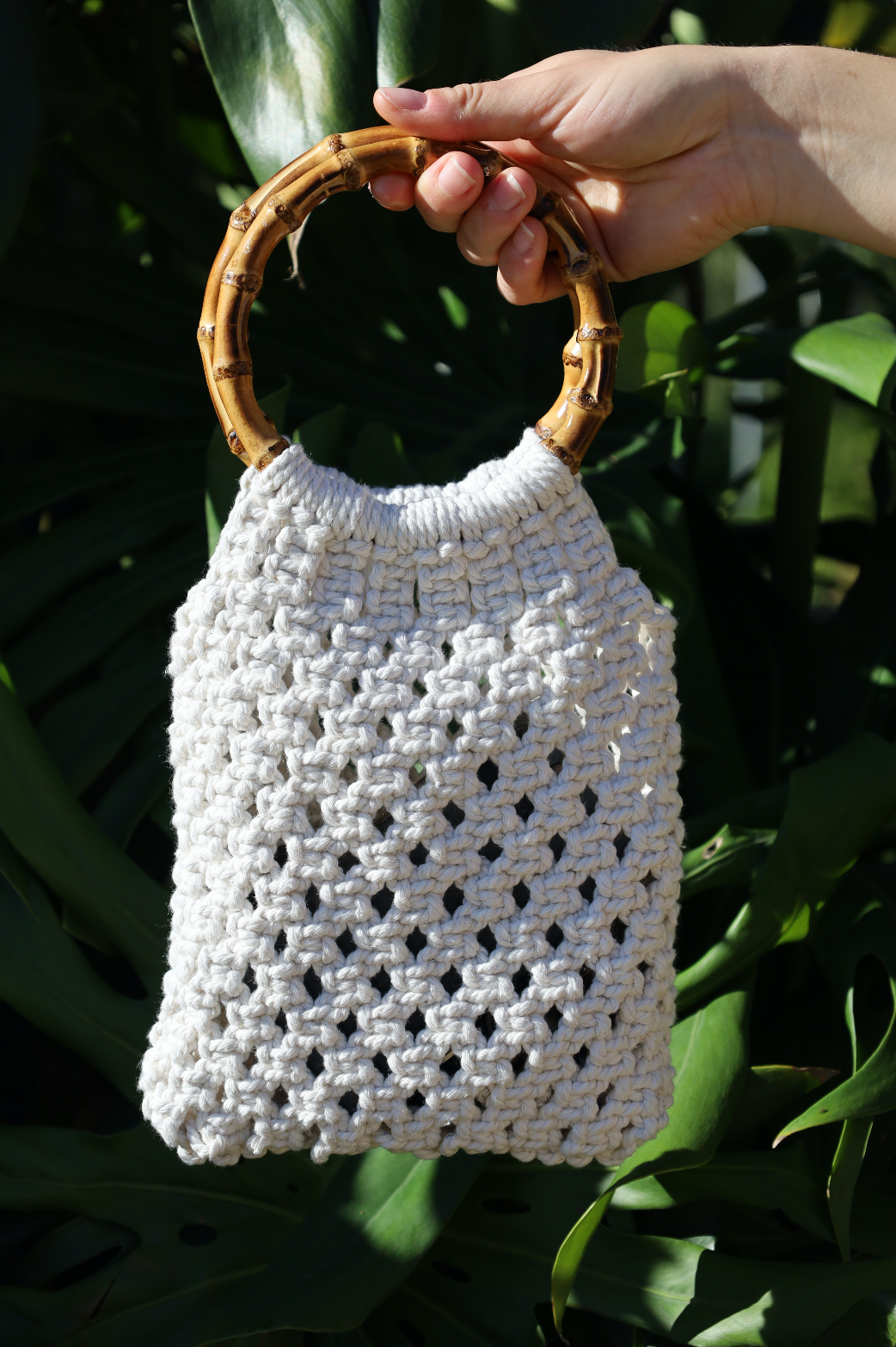 Anneau bambou et macramé coton