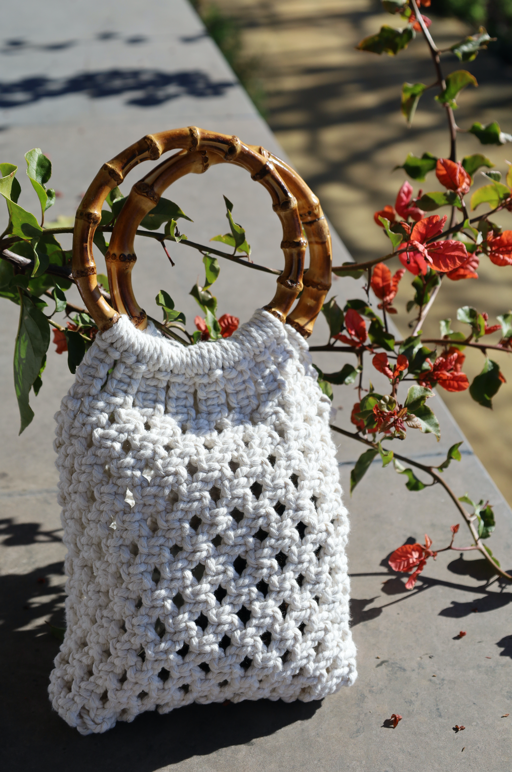 Anneau bambou et macramé coton
