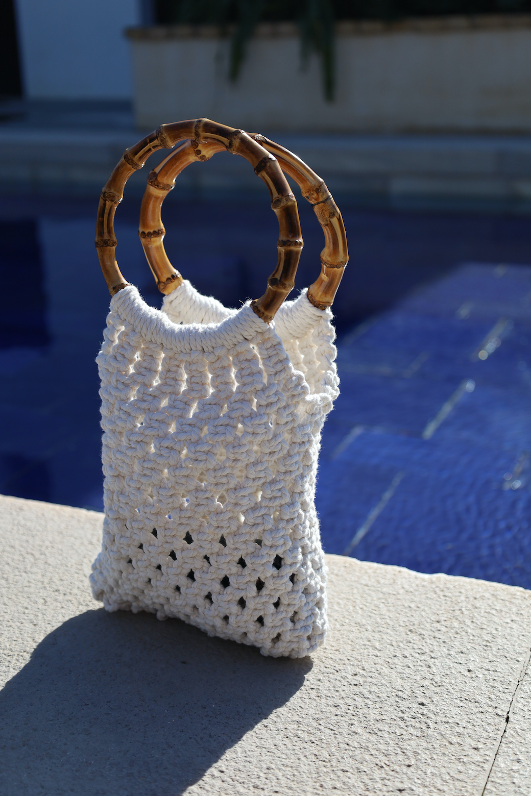 Anneau bambou et macramé coton
