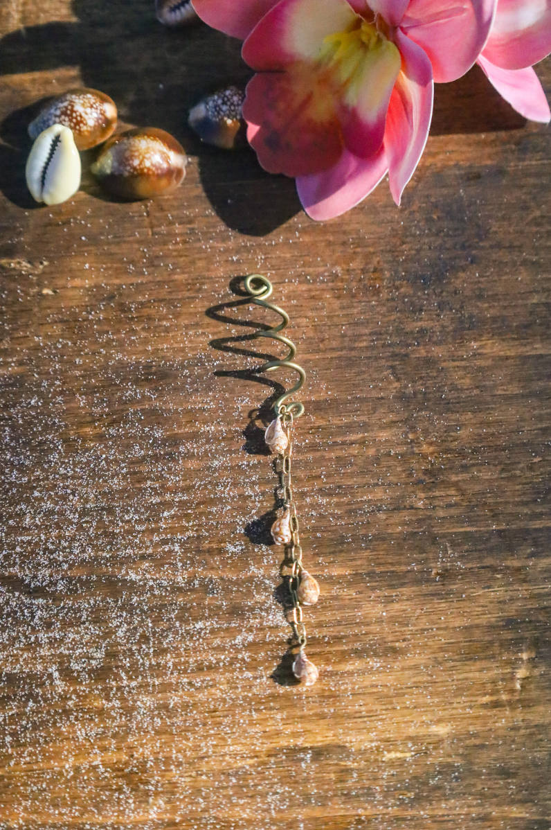 Spirale pour cheveux "Coquillages marrons"