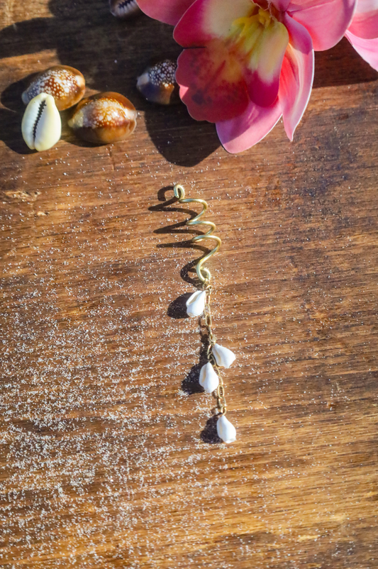 Spirale pour cheveux "Coquillages blancs"