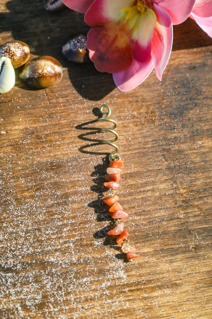 Spirale pour cheveux "Perles orangées"