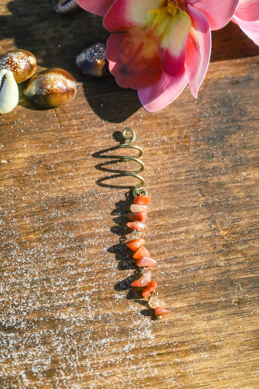Spirale pour cheveux "Perles orangées"