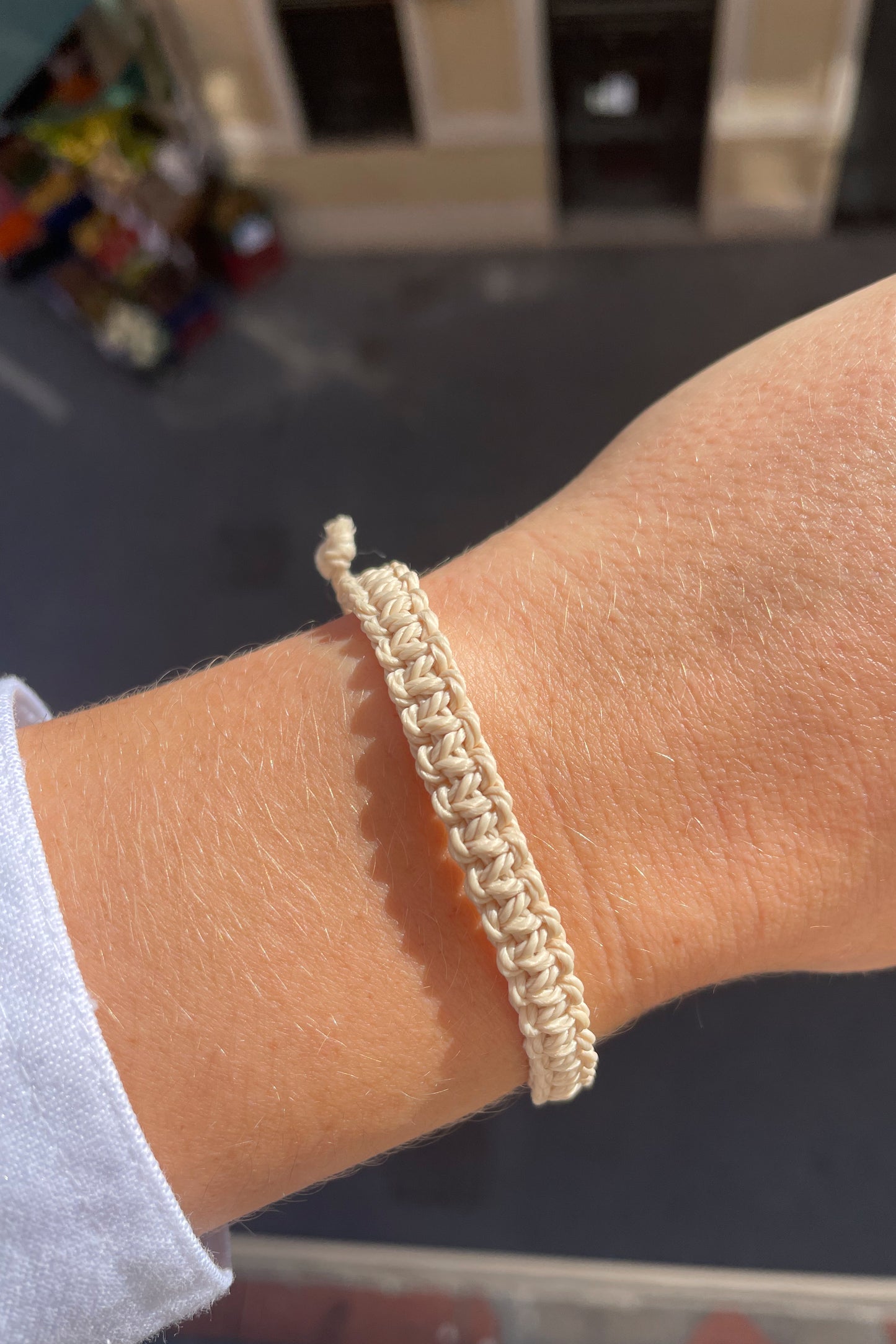 bracelet femme tresse en macrame beige