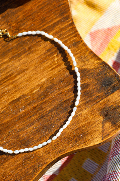 Collier en nacre et perles acier inox